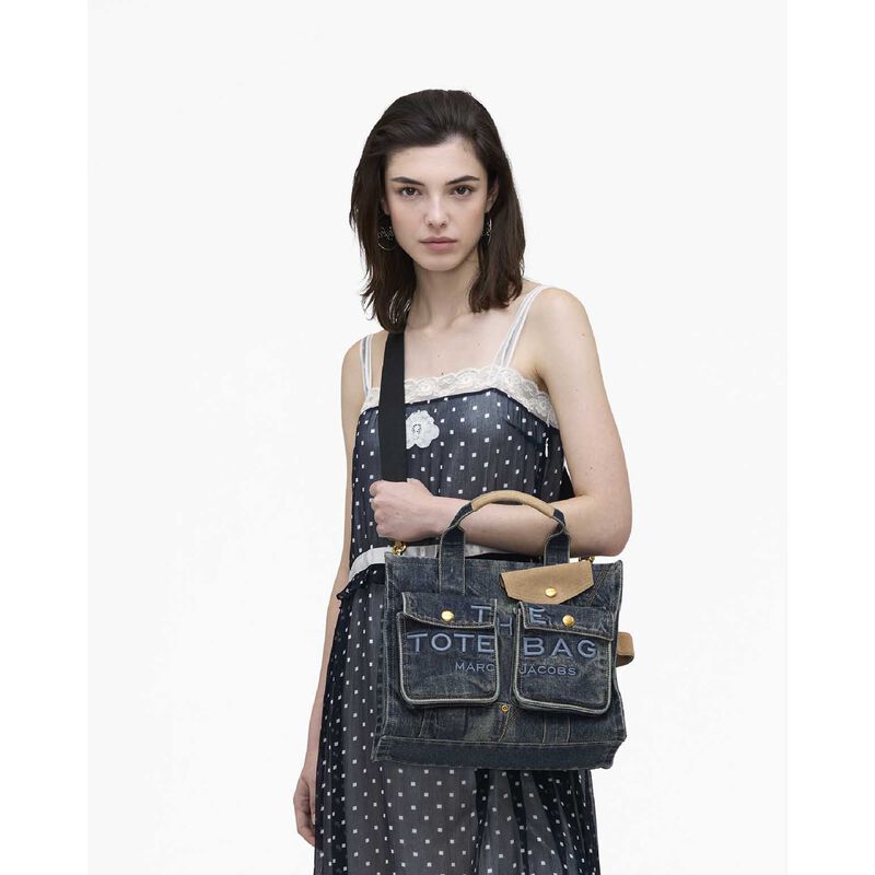 MARC JACOBS The Denim Suede Pocket Medium Tote Bag image number 1